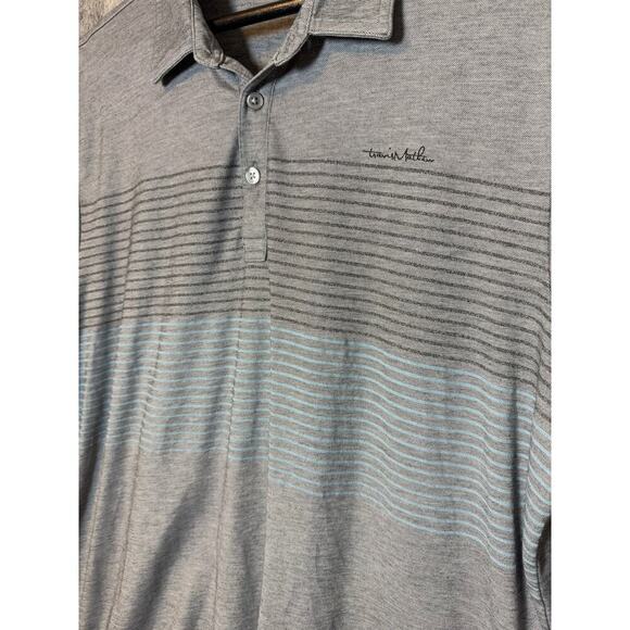 EUC Travis Mathew Silent Nights Large Gray Striped Golf Polo - Picture 3 of 7